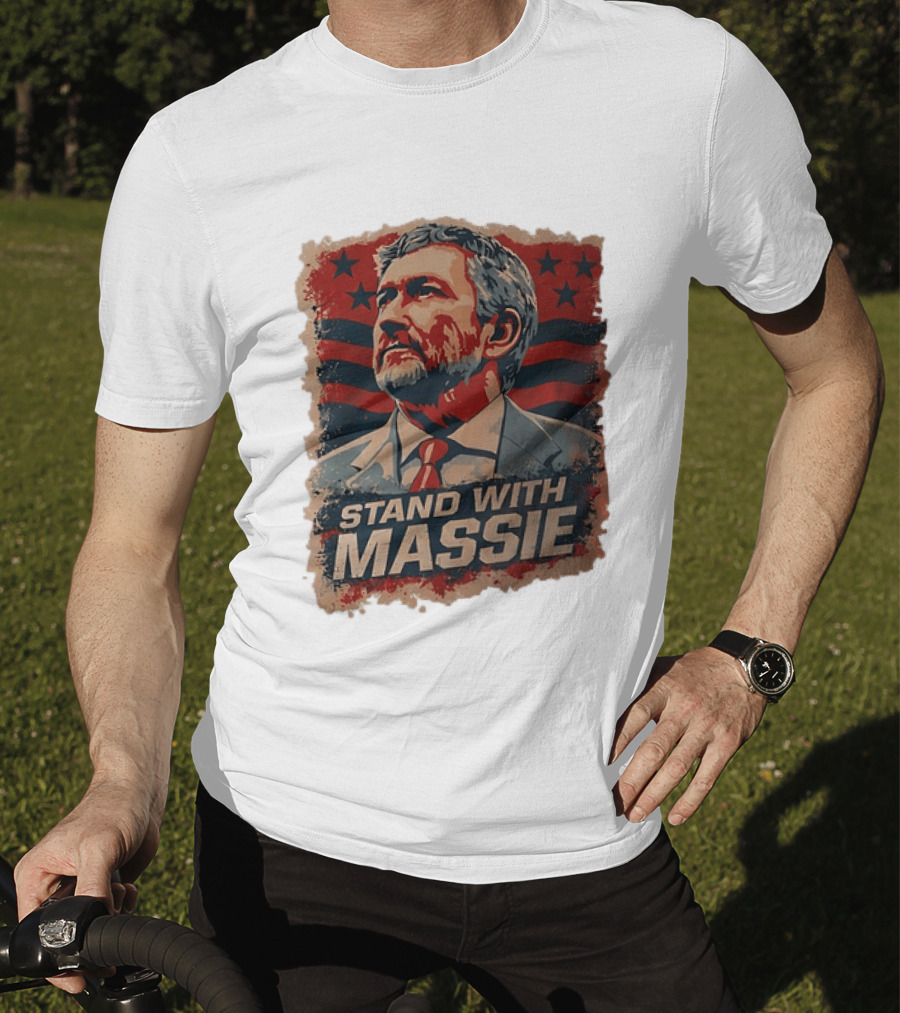 Stand With Massie Patriotic Political Artwork With Stars And Stripes T-Shirt