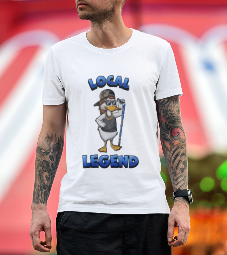 Duck Local Legend Hockey Player In Sunglasses And Cap T-Shirt