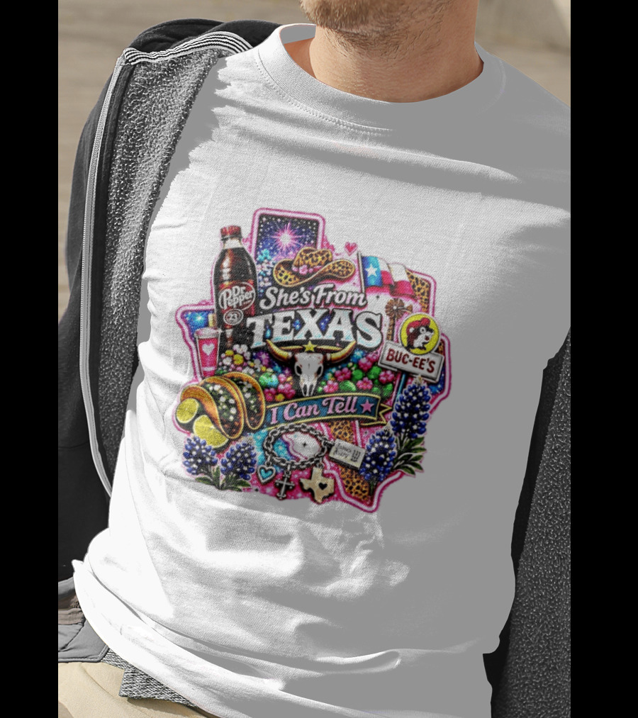 She's From Texas Dr Pepper Buc Ee's James Avery Charms I Can Tell Texas State Pride T-Shirt