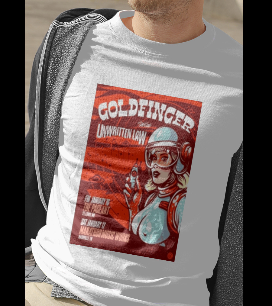 Goldfinger With Unwritten Law The Pageant St. Louis Marathon Music Works Nashville January 16 17 2026 Concert Retro Futuristic Spacewoman T-Shirt