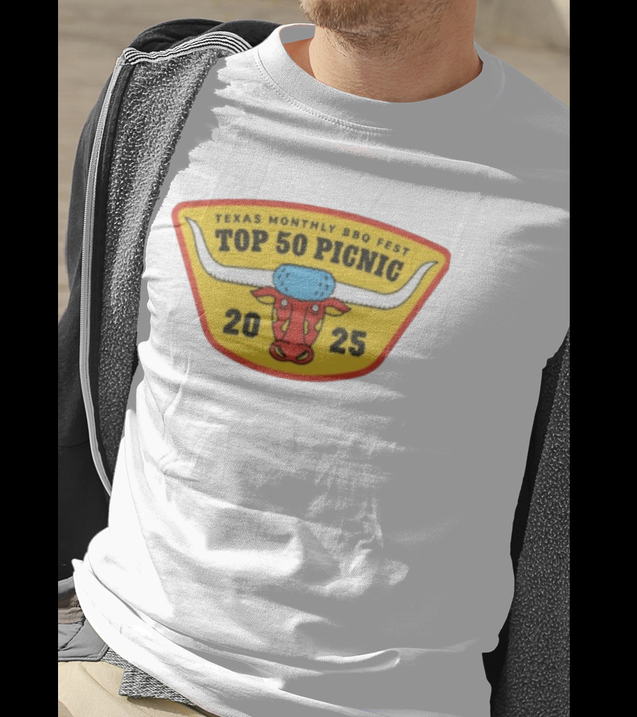 Texas Monthly BBQ Fest Top 50 Picnic 2025 Longhorn T-Shirt