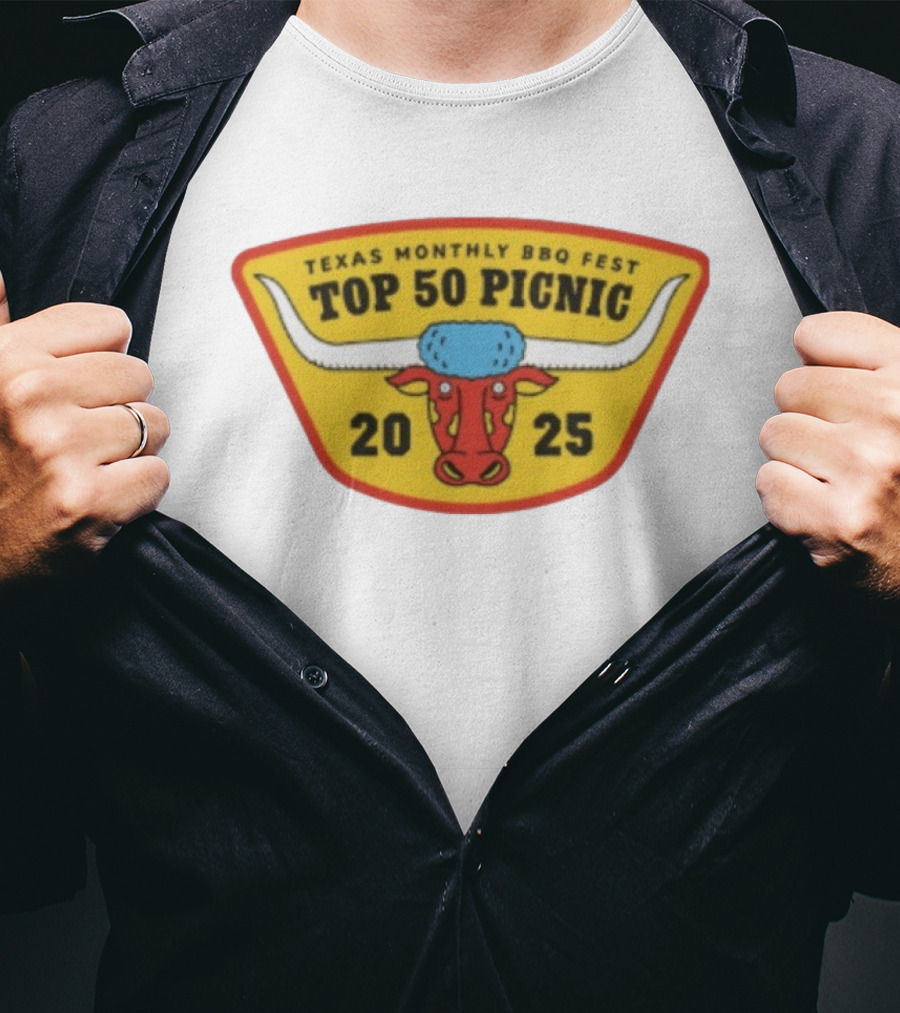 Texas Monthly BBQ Fest Top 50 Picnic 2025 Longhorn T-Shirt