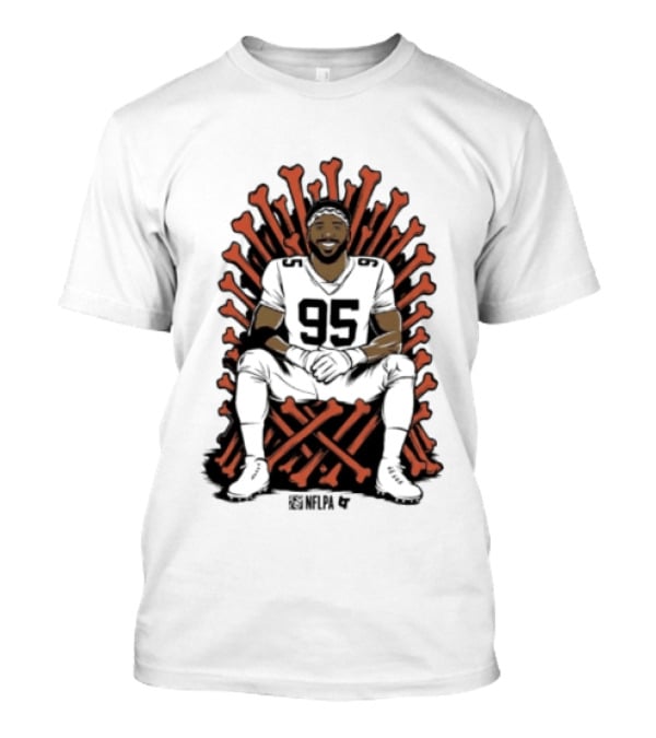 Original Myles Garrett 95 Single Season Sack King Cleveland Browns Bone Throne T-Shirt