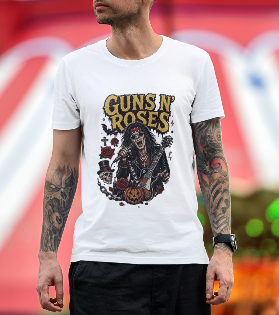 Guns N' Roses I'm A GNR Ghoul Appetite For Fright Halloween Rocks With Skulls And Pumpkins T-Shirt