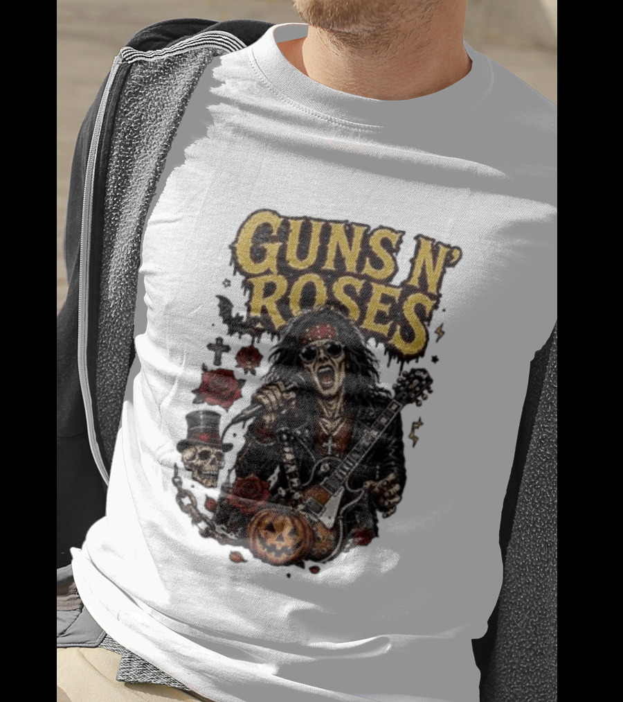 Guns N' Roses I'm A GNR Ghoul Appetite For Fright Halloween Rocks With Skulls And Pumpkins T-Shirt