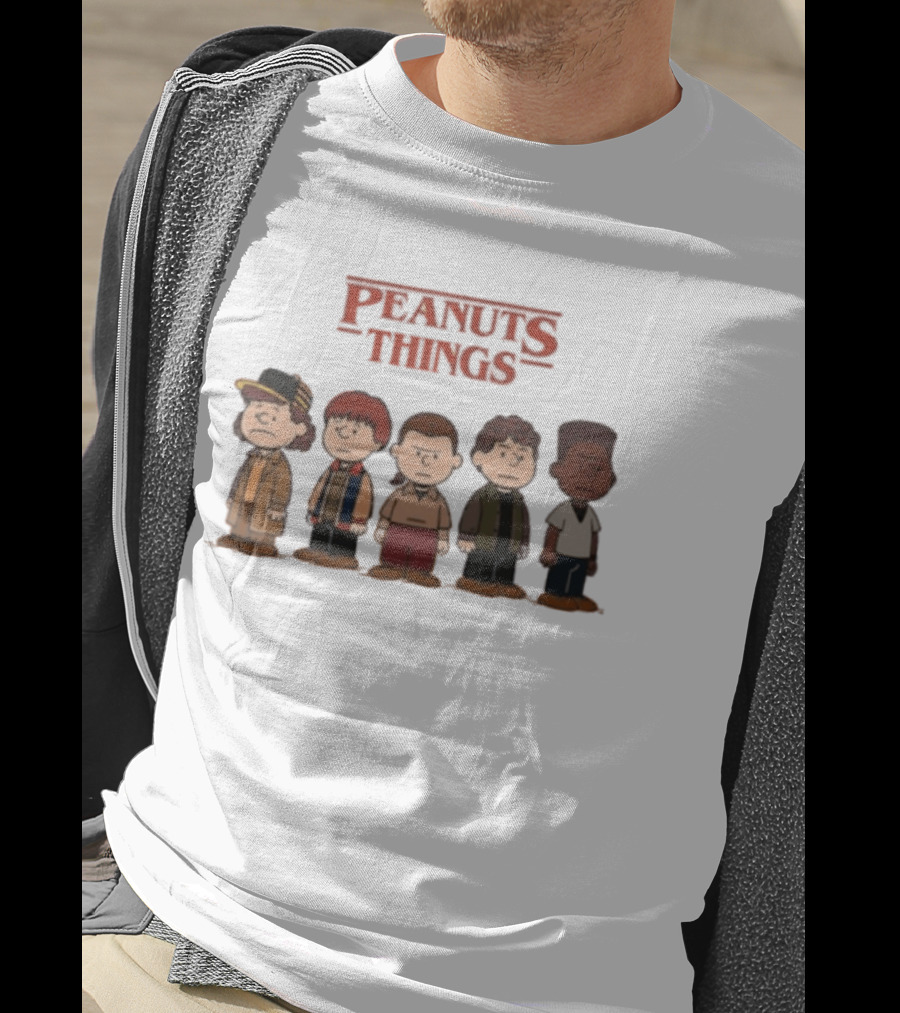 Peanuts Things Cartoon Characters Mashup Stranger 80s T-Shirt