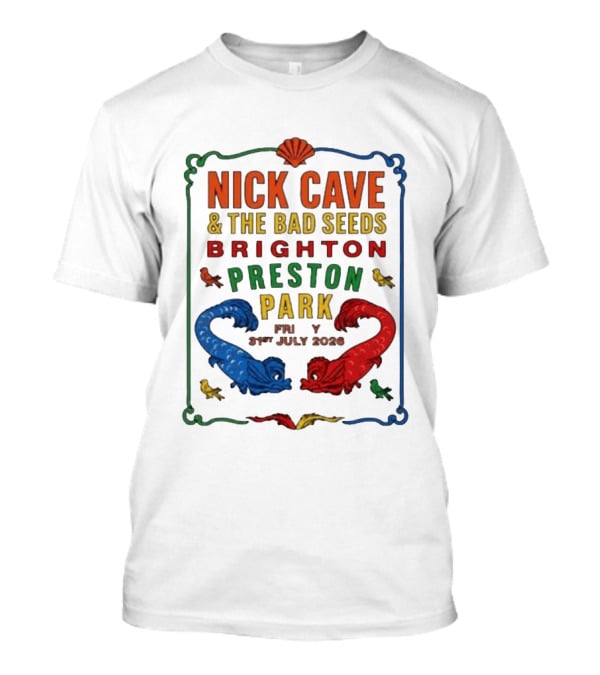 Nick Cave & The Bad Seeds Brighton Preston Park 31 July 2026 Colorful Dragons T-Shirt