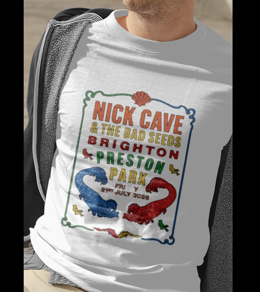 Nick Cave & The Bad Seeds Brighton Preston Park 31 July 2026 Colorful Dragons T-Shirt