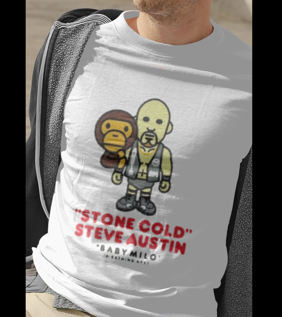 Stone Cold Steve Austin Baby Milo Collaboration Mens White T-Shirt