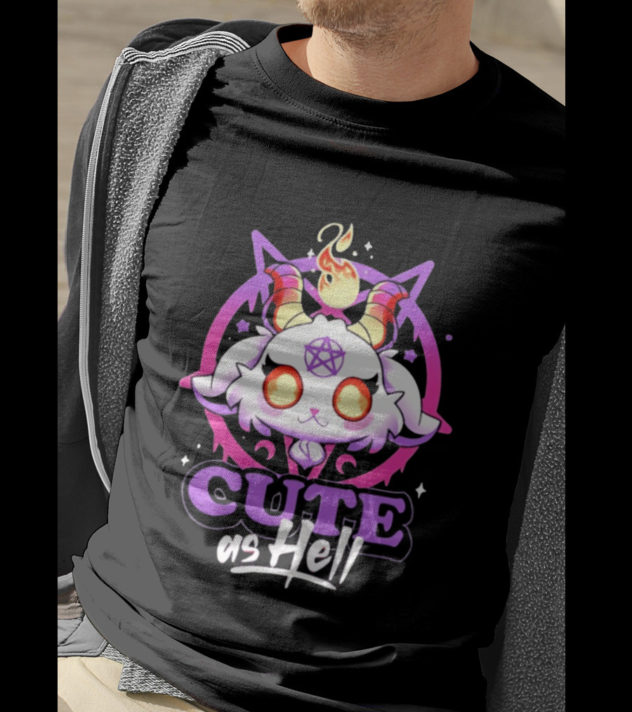 Cute As Hell Goat Demon Pentagram Flame T-Shirt