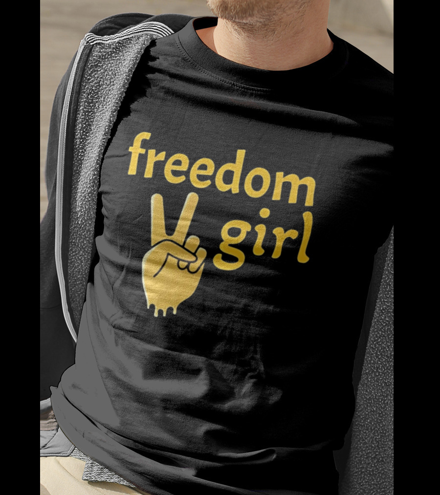 Freedom Girl Peace Sign Hand Gesture T-Shirt