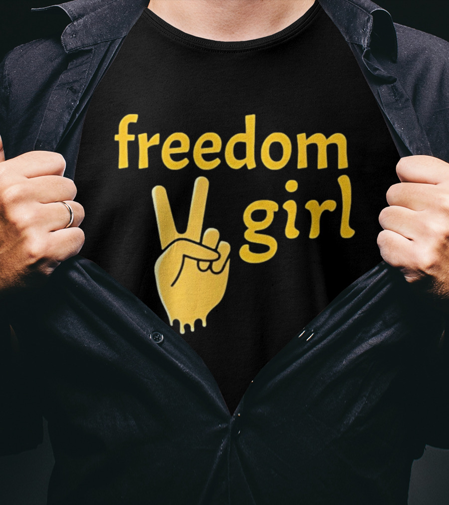 Freedom Girl Peace Sign Hand Gesture T-Shirt