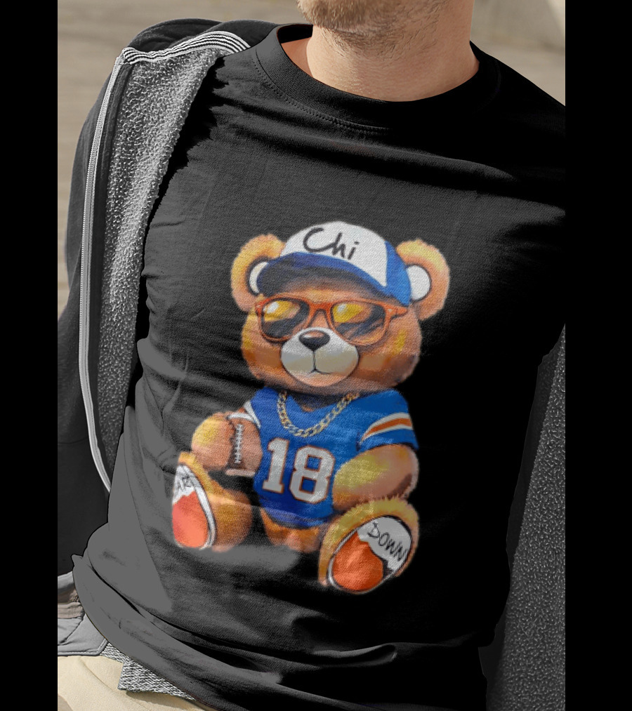 Bear Down Chi 18 Teddy Bear Football Fan Gear T-Shirt