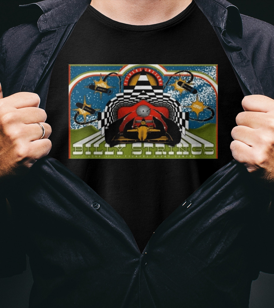 Billy Strings Live Fishers Event Center Aug 6 8 2026 Checkerboard Tunnel Race Car Aesthetic T-Shirt