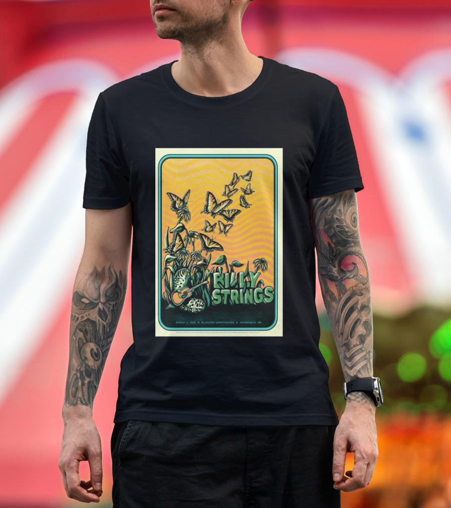 Billy Strings Bluestem Amphitheater August 6 2022 Butterfly Moorehead MN T-Shirt