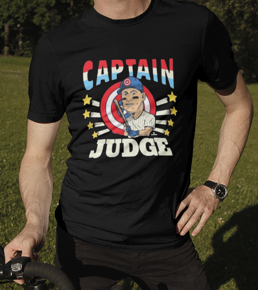 Captain America Judge Baseball Caricature Stars T-Shirt