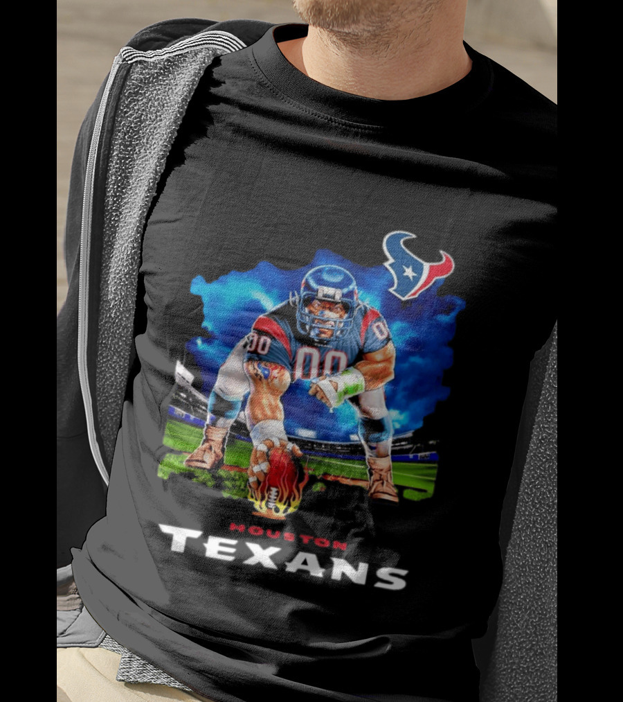 Houston Texans Ferocious Football Player NFL Team Spirit Challenge T-Shirt
