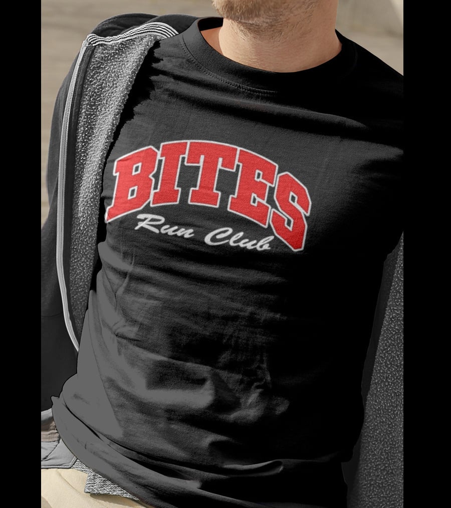 Bites Run Club Classic Style Sports Lettering T-Shirt