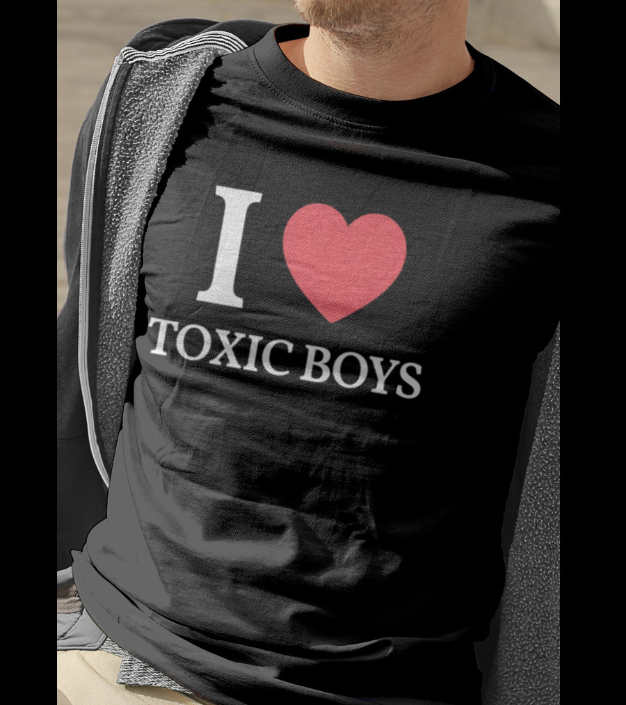 I Heart Toxic Boys Bold White And Red T-Shirt