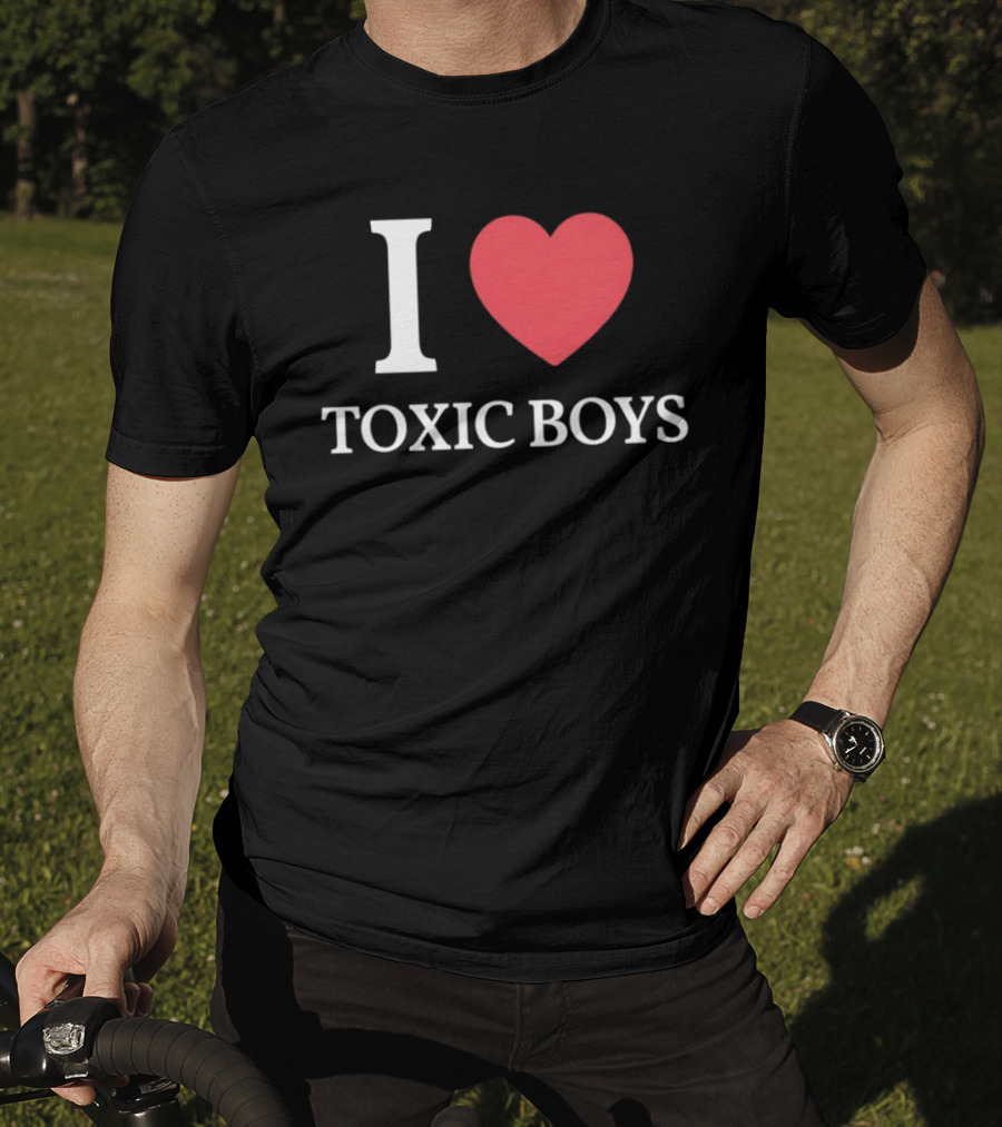 I Heart Toxic Boys Bold White And Red T-Shirt