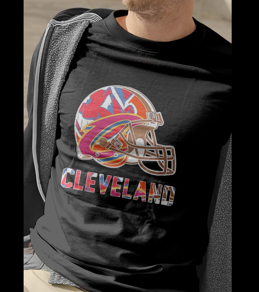 Cleveland Football Cavaliers Browns Guardians Helmet T-Shirt