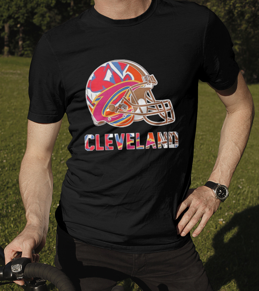 Cleveland Football Cavaliers Browns Guardians Helmet T-Shirt