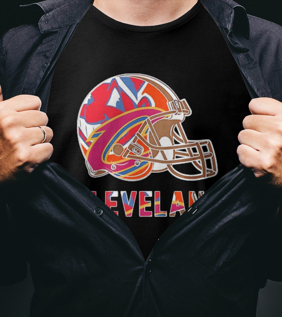 Cleveland Football Cavaliers Browns Guardians Helmet T-Shirt