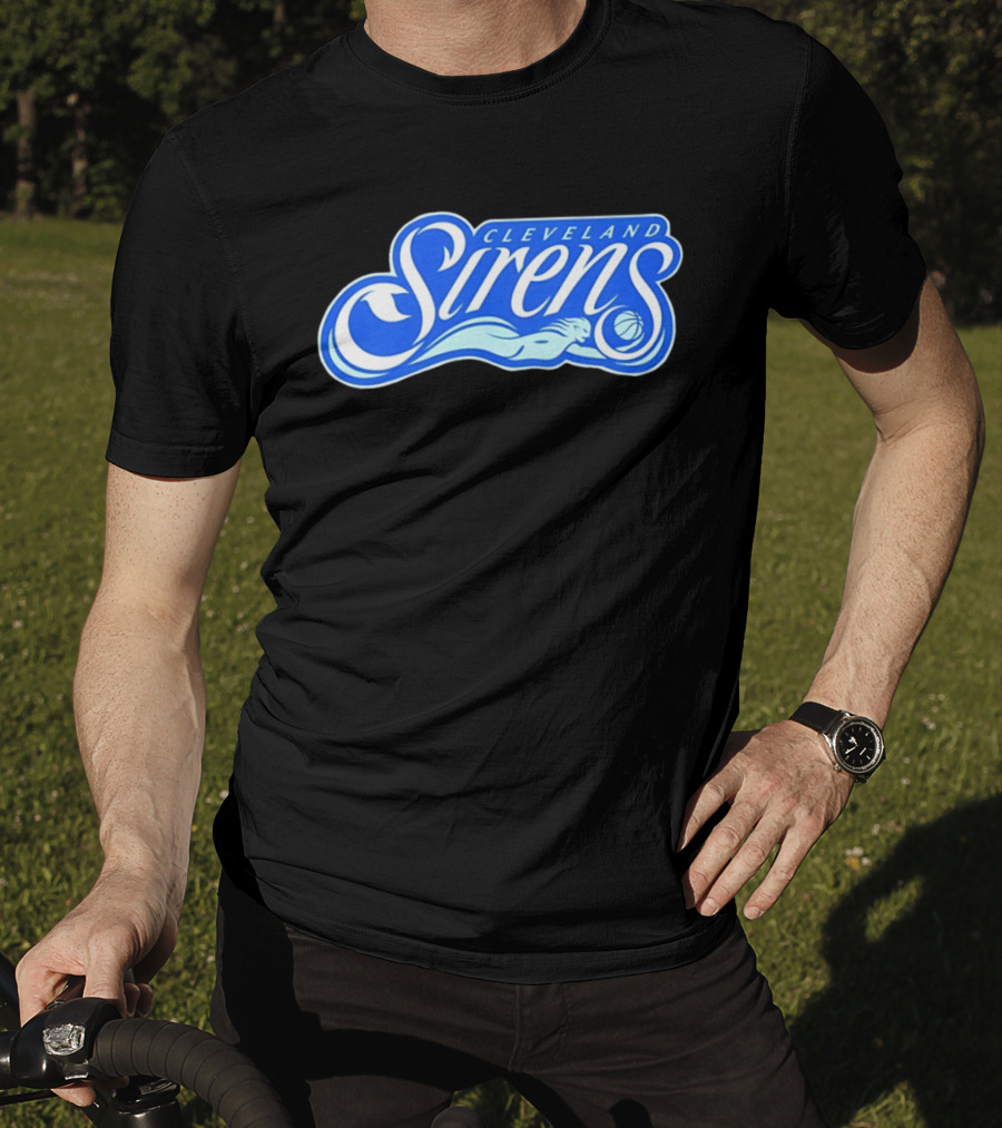 Cleveland Sirens Basketball Sports Team Oceanic Logo With Athlete And Ball T-Shirt