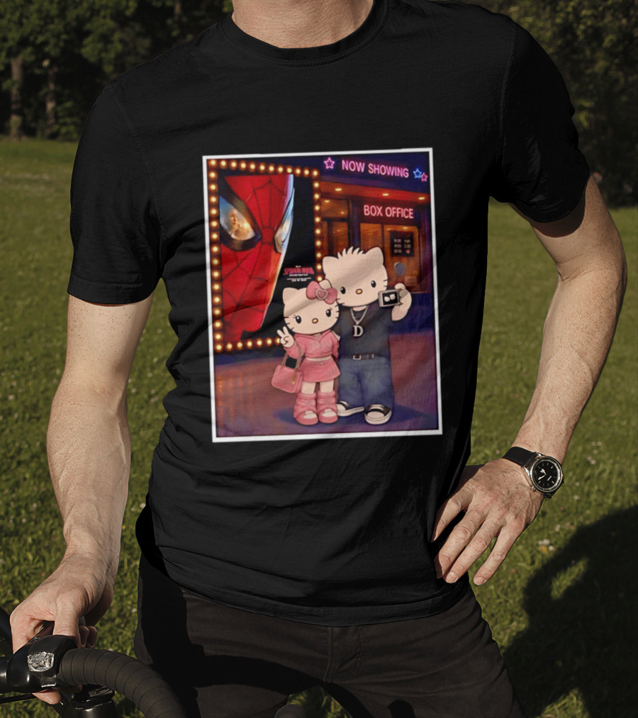 Now Showing Box Office Hello Kitty And Dear Daniel Spider Man Movie Polaroid Frame T-Shirt