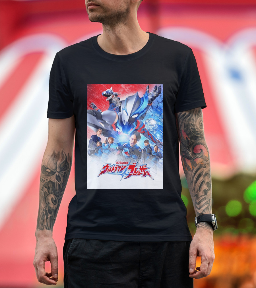 Ultraman Blazar Cast And Characters With Heroic Action Scene T-Shirt