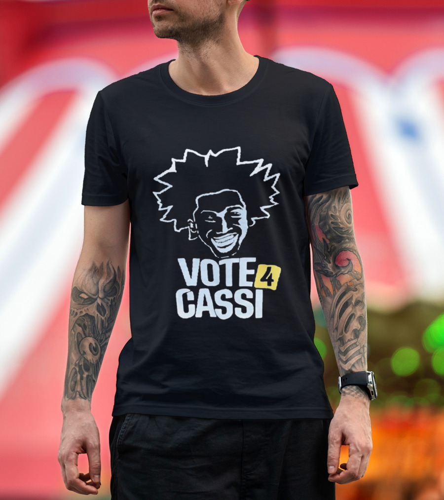 Vote 4 Cassi Spiky Afro Smiling Line T-Shirt