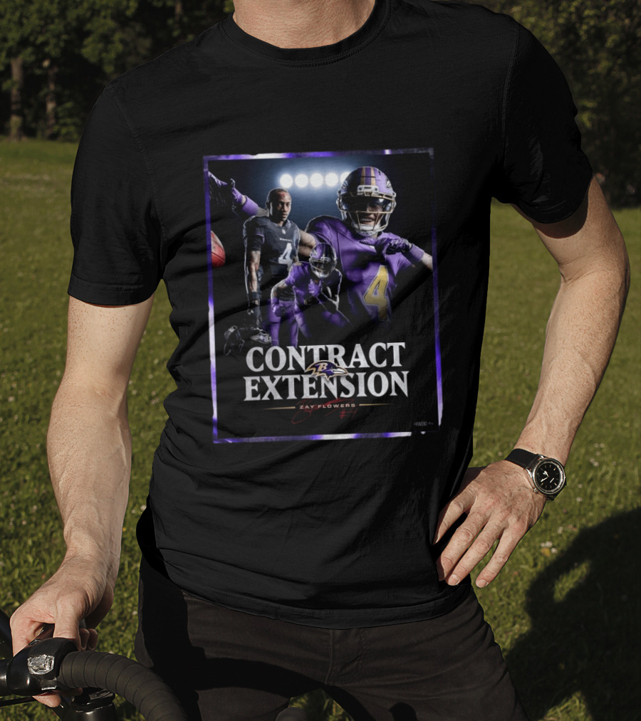 Contract Extension Zay Flowers Baltimore Ravens Number 4 T-Shirt