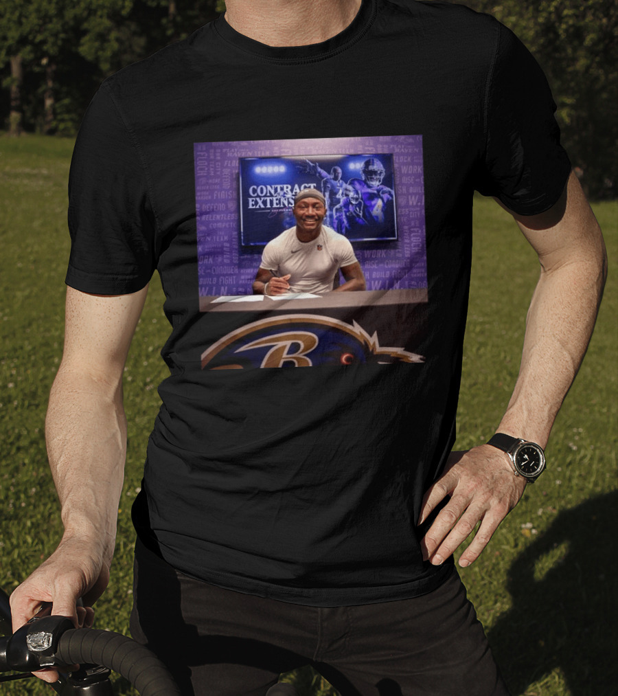 Zay Flowers Contract Extension Baltimore Ravens Football Player Signing NFL Deal T-Shirt