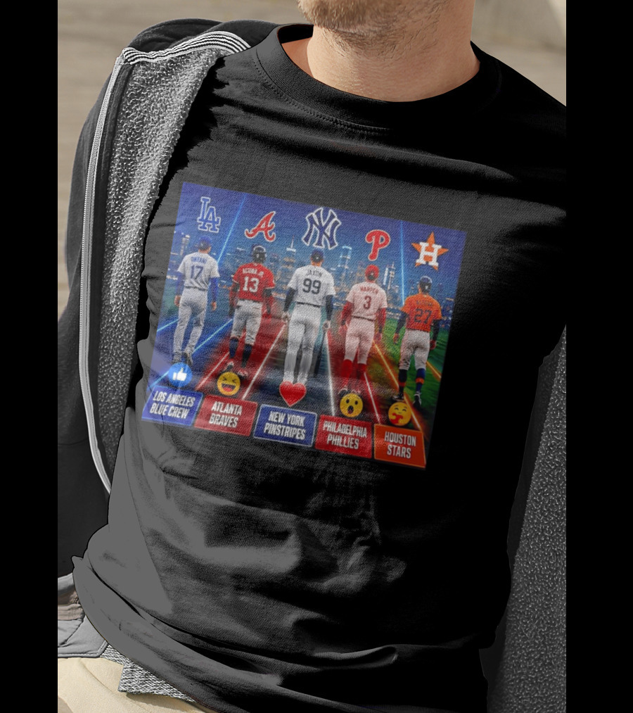Los Angeles Blue Crew Atlanta Braves New York Pinstripes Philadelphia Phillies Houston Stars Ohtani Acuna Jr Jaxon Harper Altuve T-Shirt
