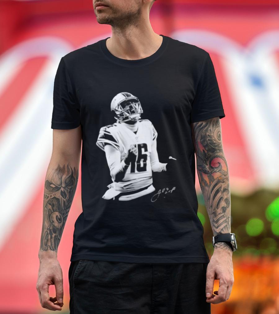 Original Detroit Lions Jared Goff 16 Quarterback MVP Player Autograph T-Shirt