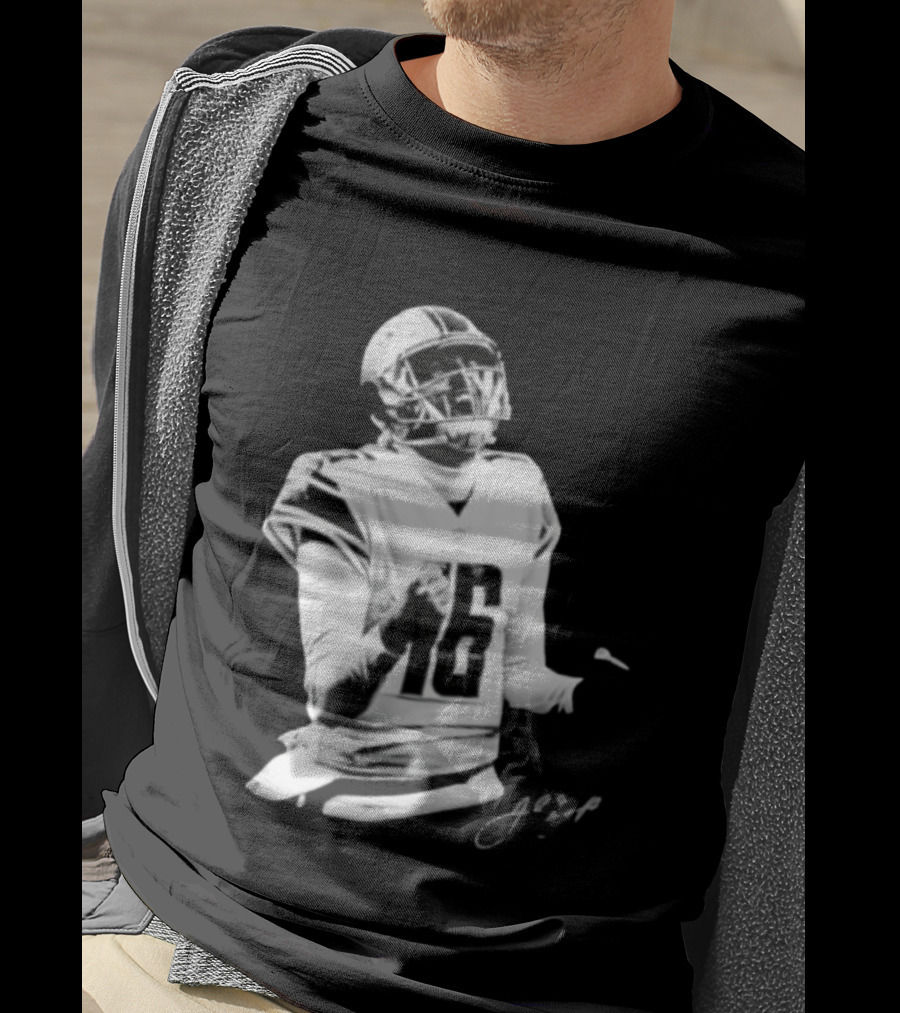 Original Detroit Lions Jared Goff 16 Quarterback MVP Player Autograph T-Shirt