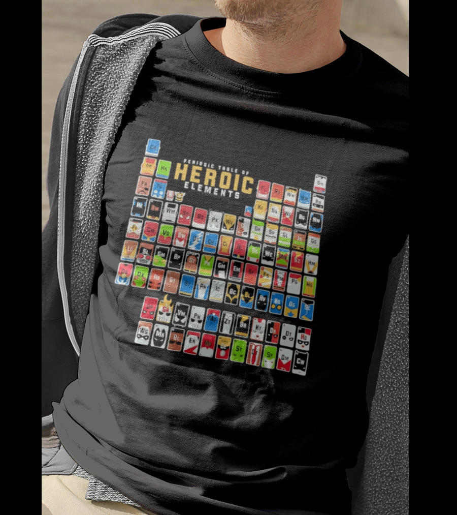 Periodic Table Of Heroic Elements Superhero Chart T-Shirt