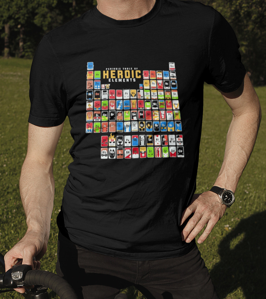 Periodic Table Of Heroic Elements Superhero Chart T-Shirt