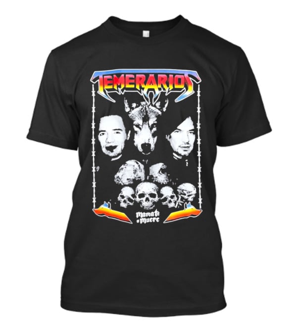 Temerarios Mamate O Muere Heavy Metal Wolf Band Photo Skulls T-Shirt
