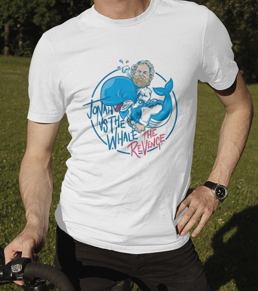 Jonah Vs The Whale The Revenge Cartoon Bearded Man Grappling Blue Creature T-Shirt