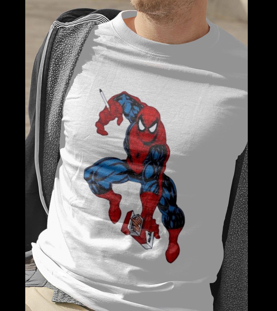 Marlboro Spider Man Crouching Holding Cigarette Packcartoon T-Shirt