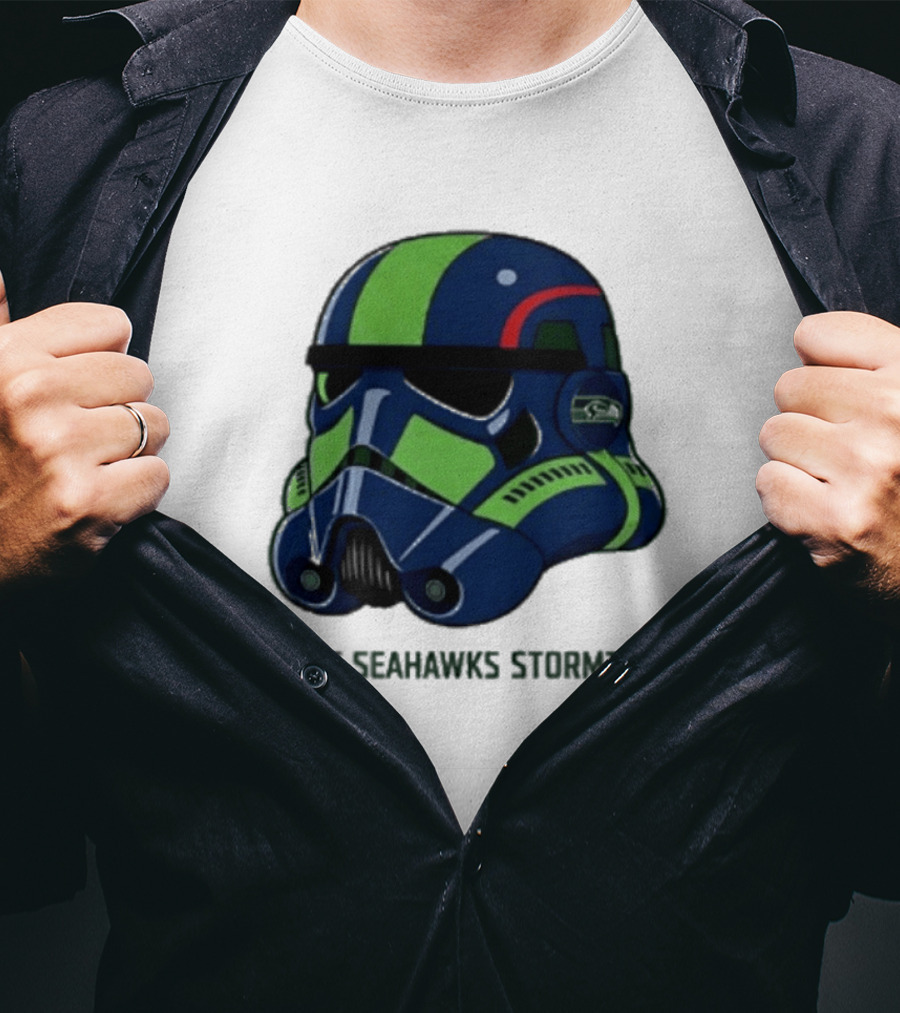 Seattle Seahawks Stormtrooper Game Day Galactic Helmet T-Shirt