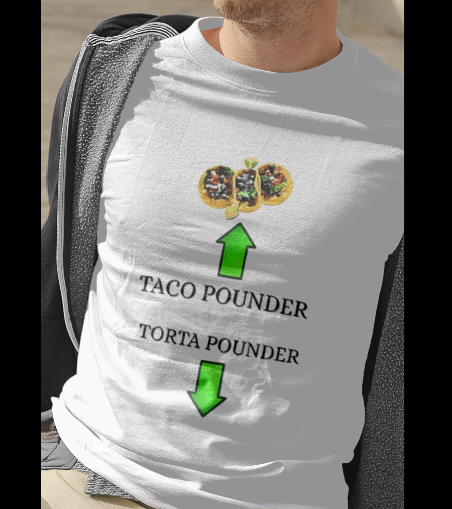 Taco Pounder Torta Pounder Trio Mexican Tacos Lime Green Arrows T-Shirt