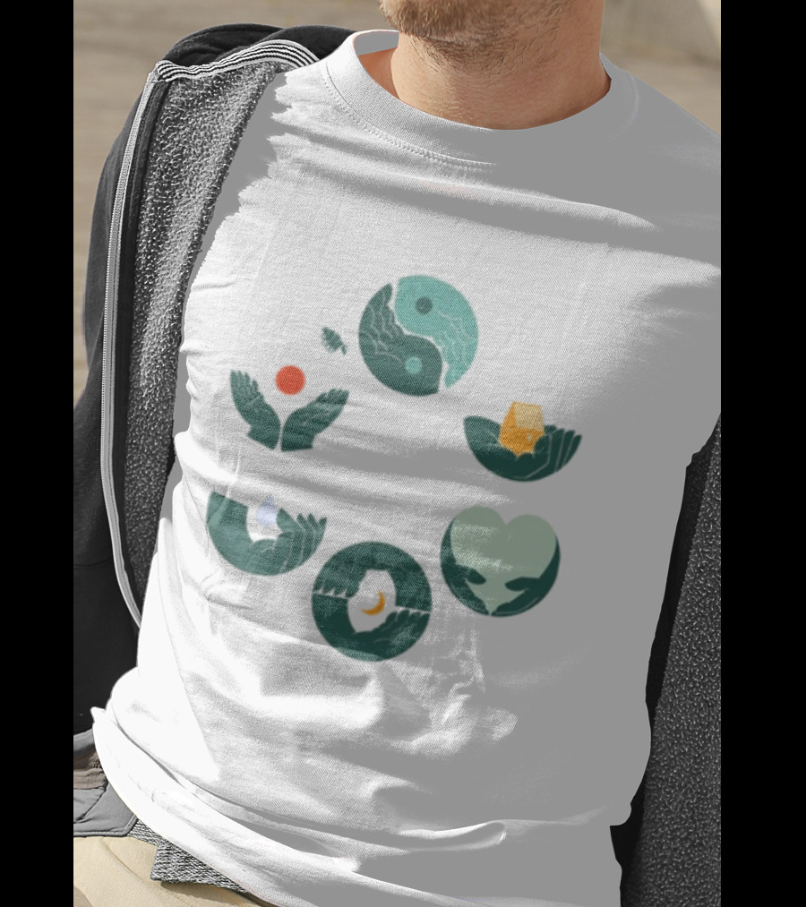 Tors Store Yin Yang Elements Hands Nature T-Shirt