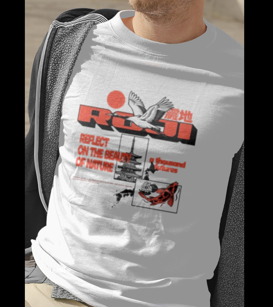 Unik Clothing Store Roji White Reflect On The Beauty Of Nature A Thousand Futures Koi Birds T-Shirt