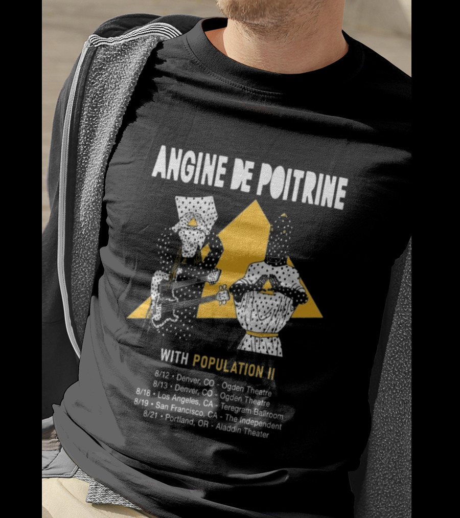 Angine De Poitrine With Population II Denver Ogden Theatre August 12 2026 Concert T-Shirt