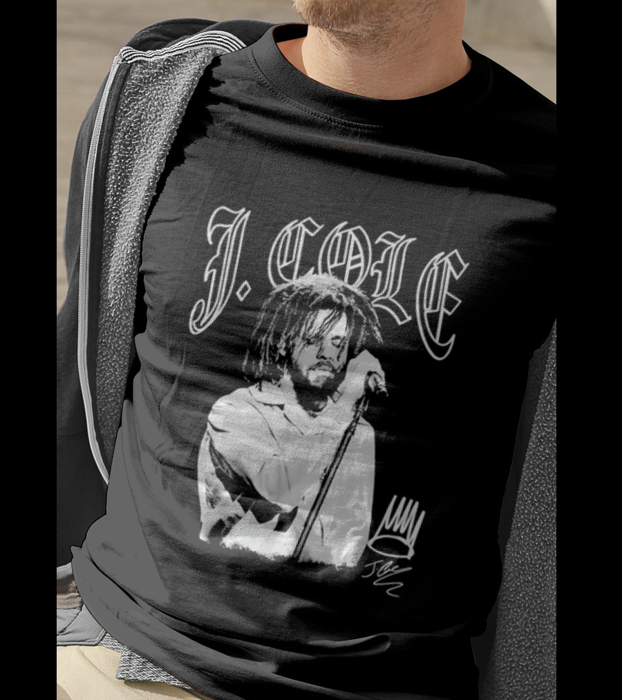 J Cole Dreamville Hip Hop Portrait Style Microphone T-Shirt