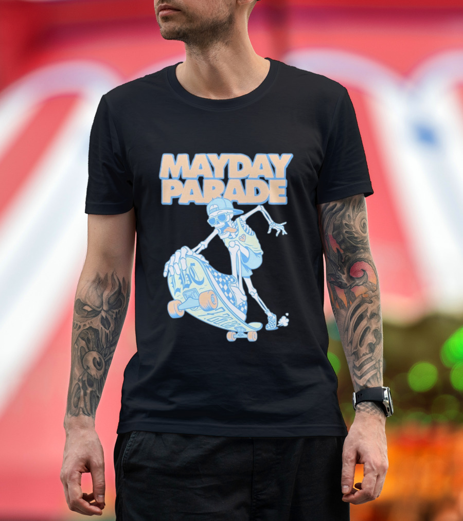 Mayday Parade Skeleton Skater With LBC 72626 Board T-Shirt