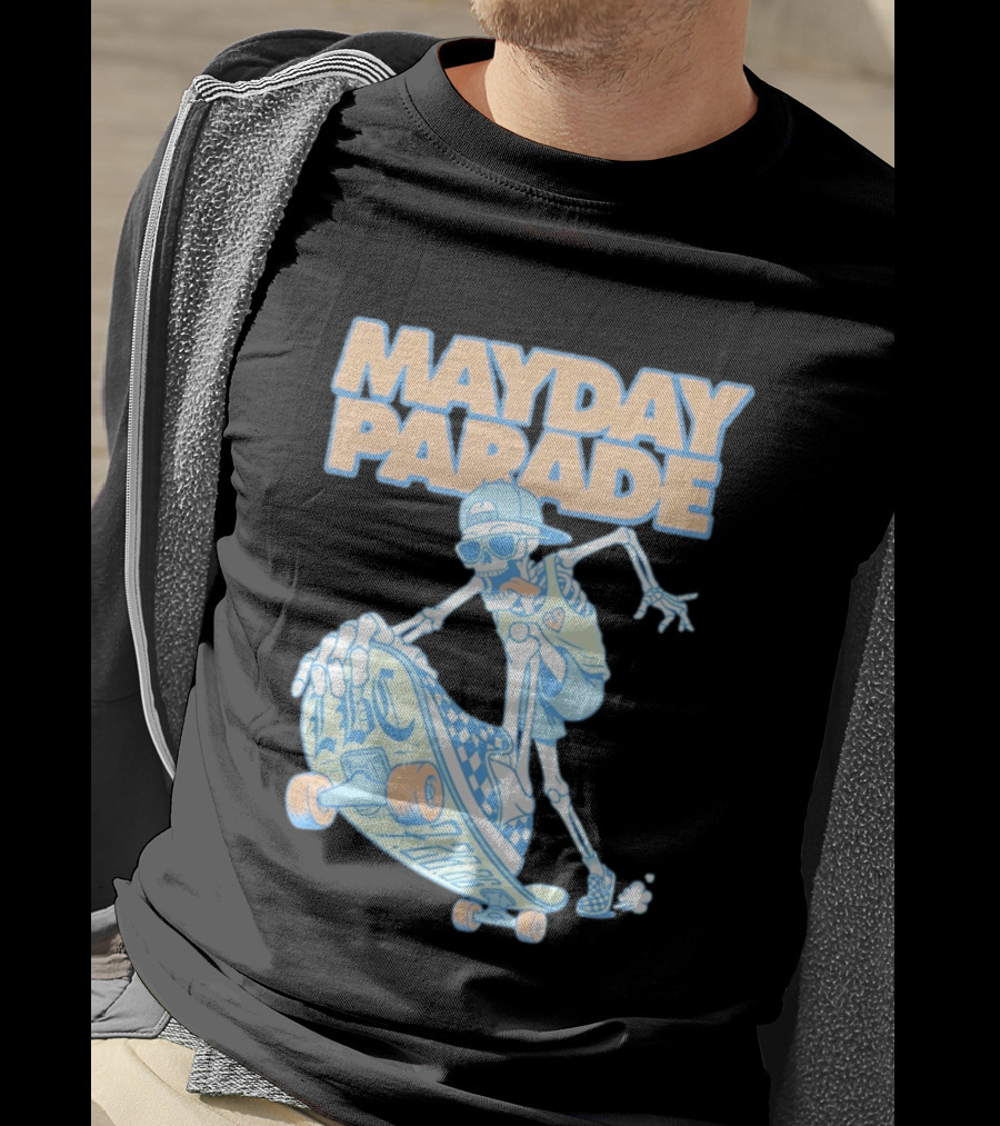 Mayday Parade Skeleton Skater With LBC 72626 Board T-Shirt