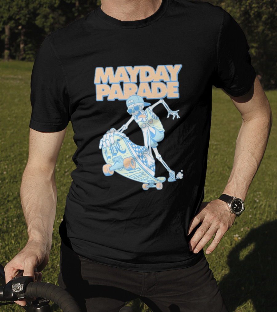 Mayday Parade Skeleton Skater With LBC 72626 Board T-Shirt